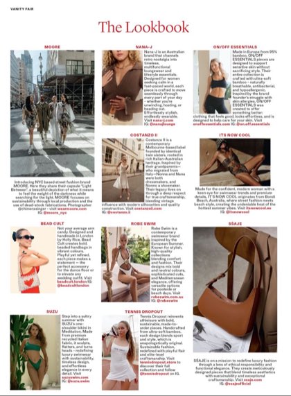 Vanity Fair UK The Lookbook page featuring Shanti Griffin for SUZU swimwear